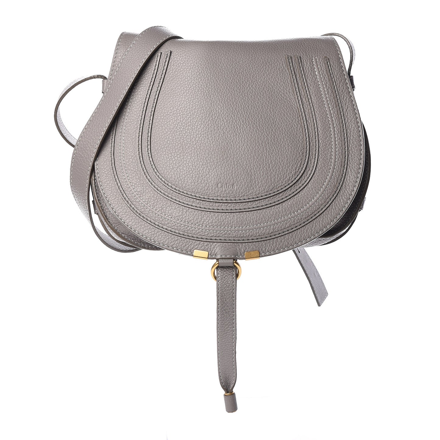 Calfskin Medium Marcie Round Crossbody Bag Cashmere Grey