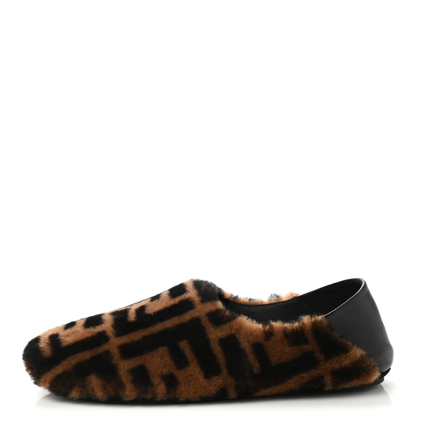 Shearling Nappa FF Slippers 38 Tobacco Black