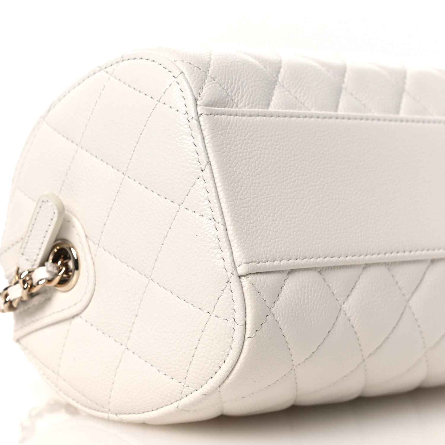 Chanel Caviar Quilted Barrel Clutch With Chain White 9 of 11