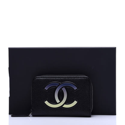 Chanel Caviar CC Small Zip Around Coin Purse Black Blue Green 11 of 11