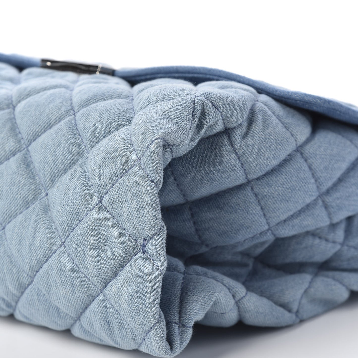 Eco Denim Quilted Large Beckett Shoulder Bag Blue