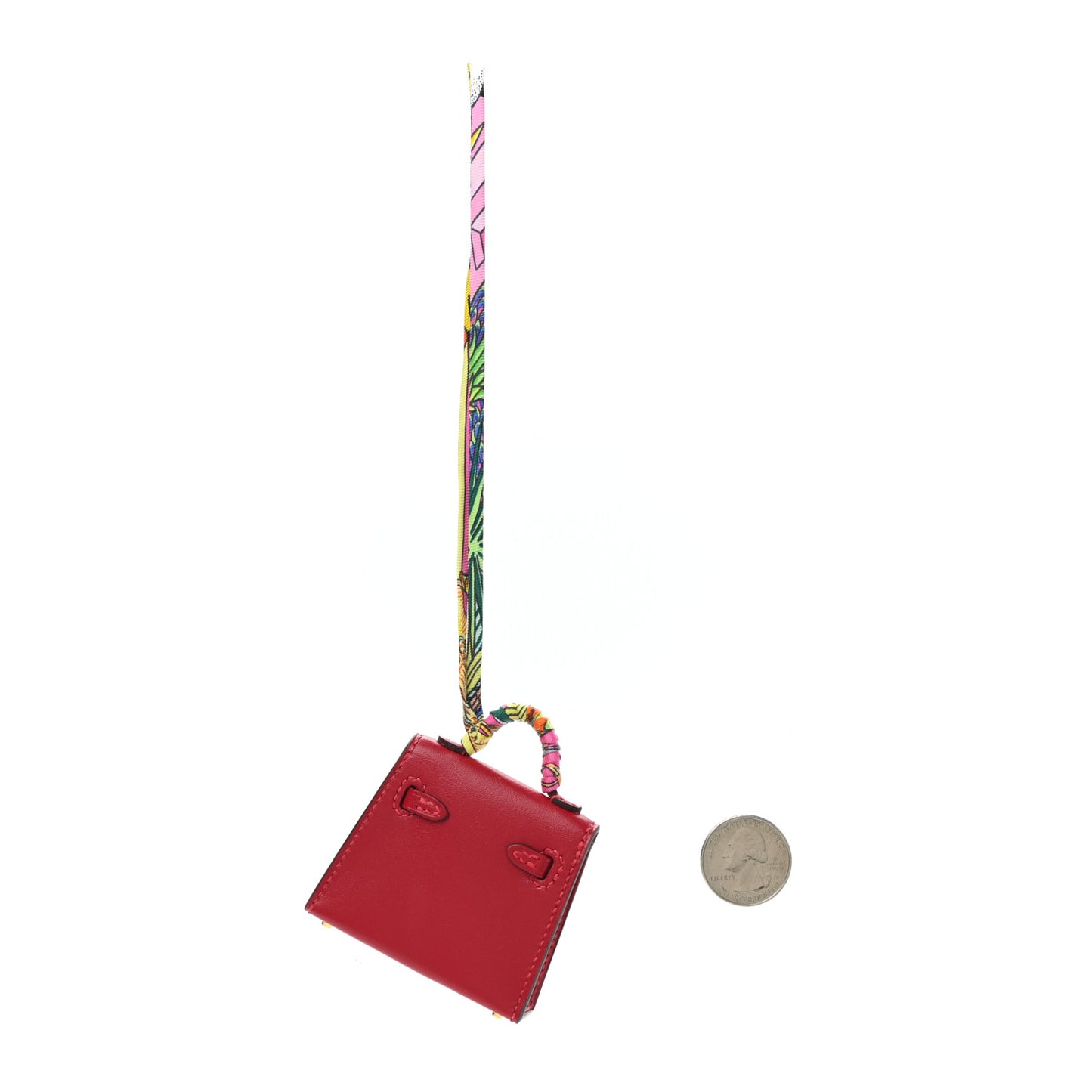 Tadelakt Mini Kelly Twilly Bag Charm Rouge Vif