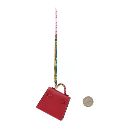 Hermes Tadelakt Mini Kelly Twilly Bag Charm Rouge Vif 2 of 5