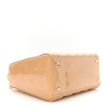 Christian Dior Patent Cannage Medium Lady Dior Beige 4 of 10
