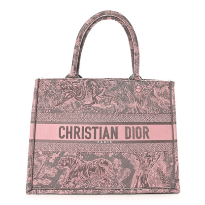 Christian Dior Canvas Embroidered Medium Dioriviera Toile De Jouy Book Tote Pink Grey 1 of 12