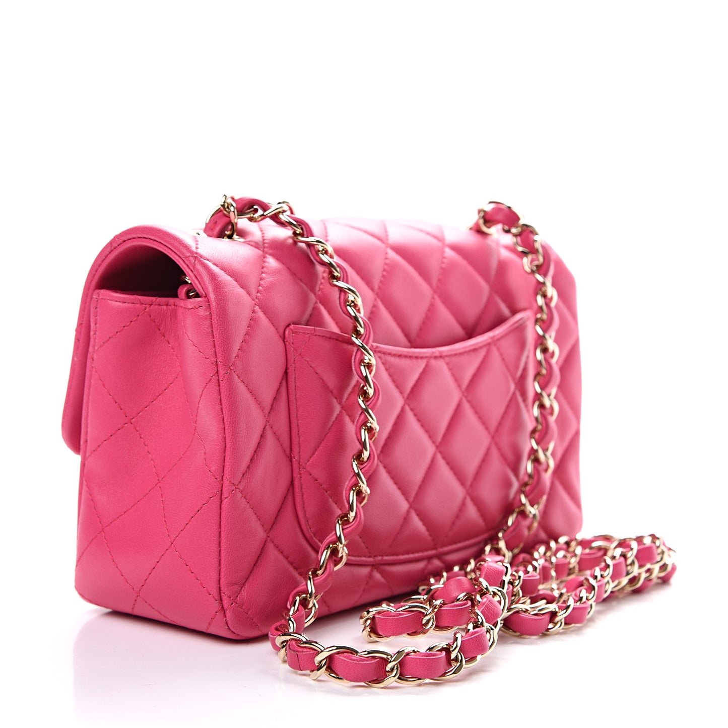 Lambskin Quilted Mini Rectangular Flap Pink