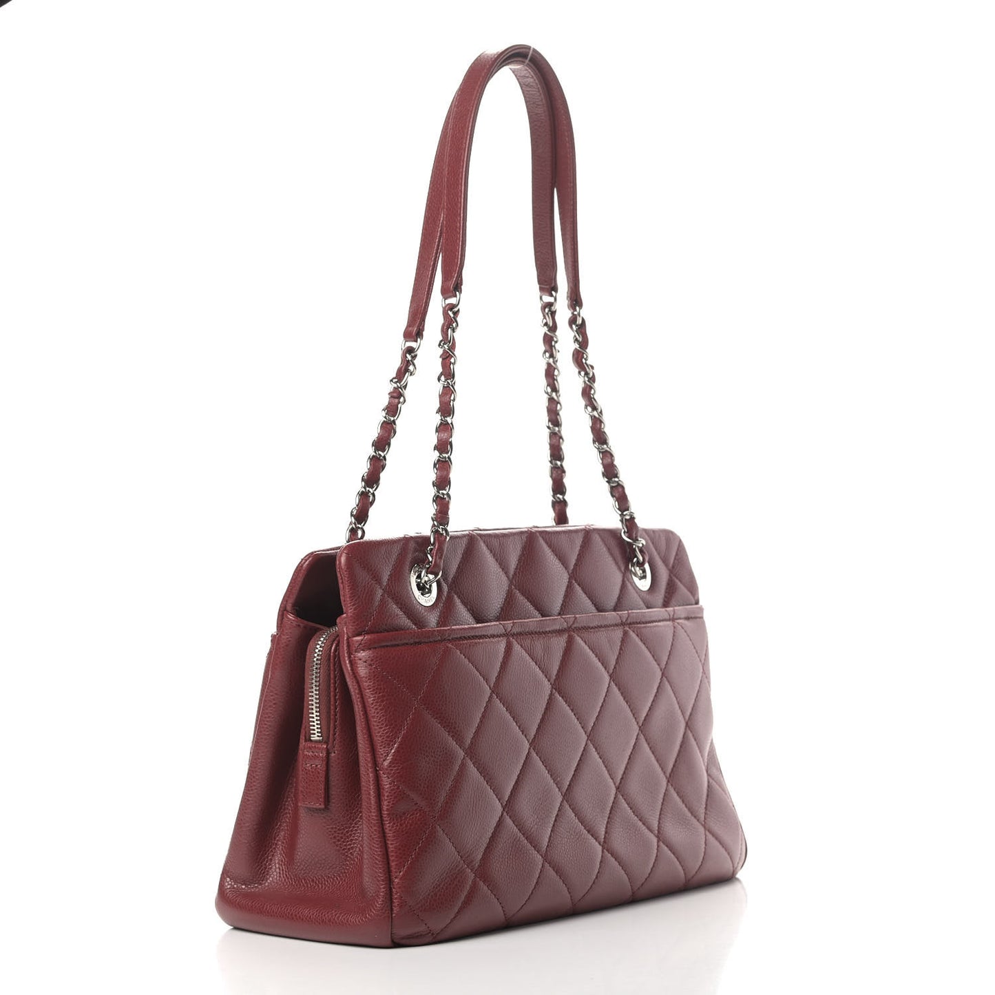 Caviar Quilted Timeless CC Soft Tote Dark Red