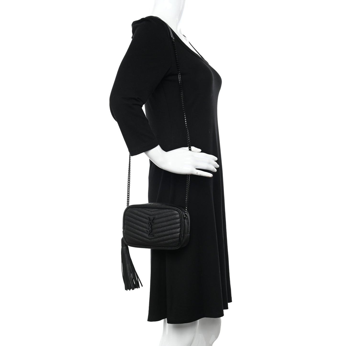 Grain De Poudre Matelasse Monochrome Monogram Mini Lou Camera Bag Black