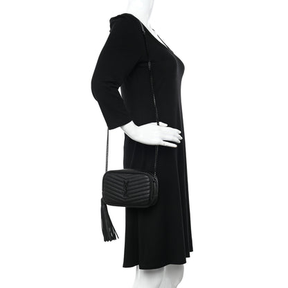 Saint Laurent Grain De Poudre Matelasse Monochrome Monogram Mini Lou Camera Bag Black 2 of 10