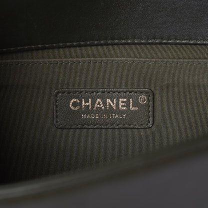 Chanel Fabric Chevron Braided Medium Boy Flap Black Dark Green 6 of 17