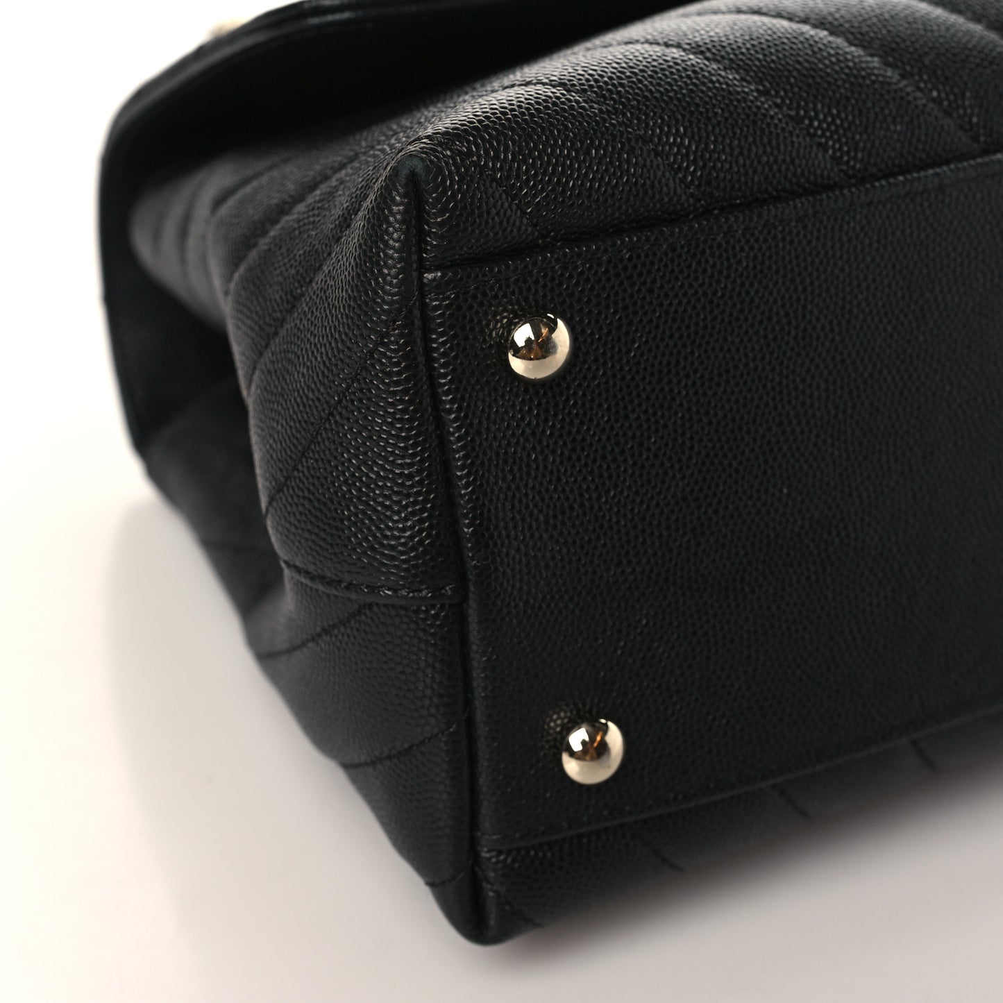 Caviar Chevron Quilted Small Coco Handle Flap Black