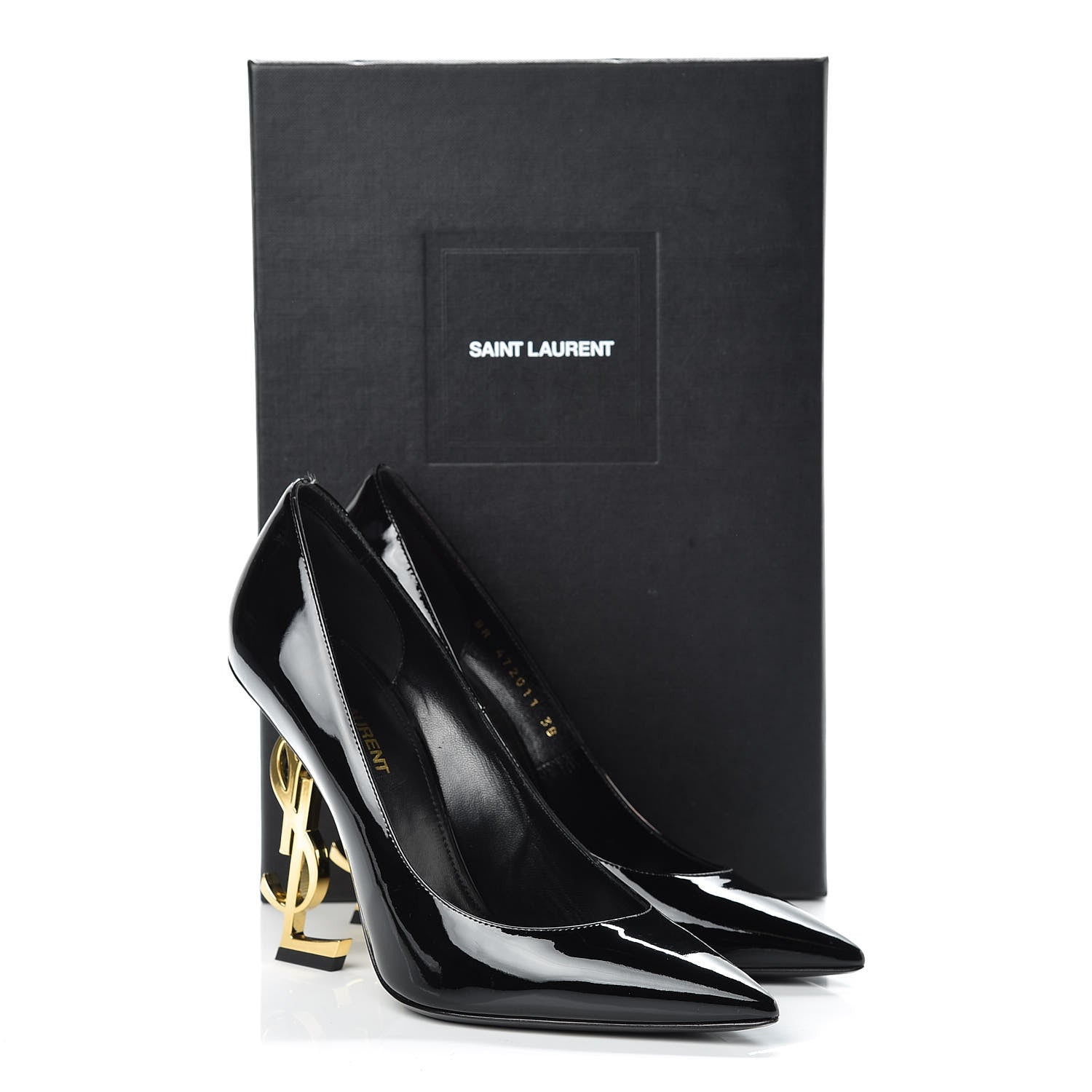 Saint Laurent Patent Calfskin Opyum 110 Pumps 38 Black Gold 8 of 8