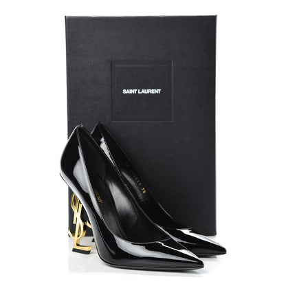 Saint Laurent Patent Calfskin Opyum 110 Pumps 38 Black Gold 8 of 8