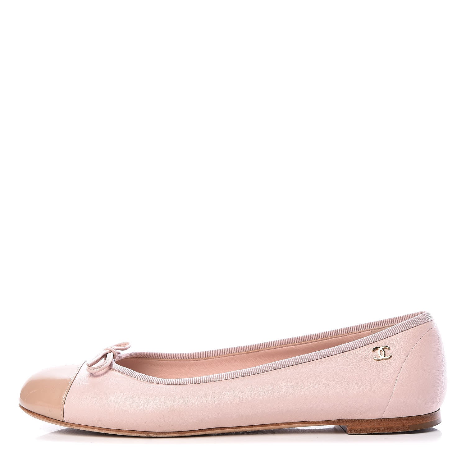 Chanel Lambskin Patent Cap Toe CC Ballerina Flats 39 Rose Clair 1 of 18