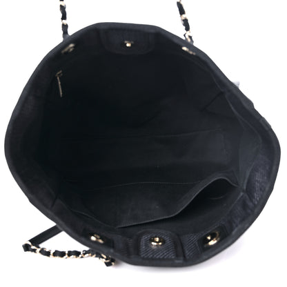 Chanel Woven Straw Raffia Small Deauville Tote Black 5 of 14