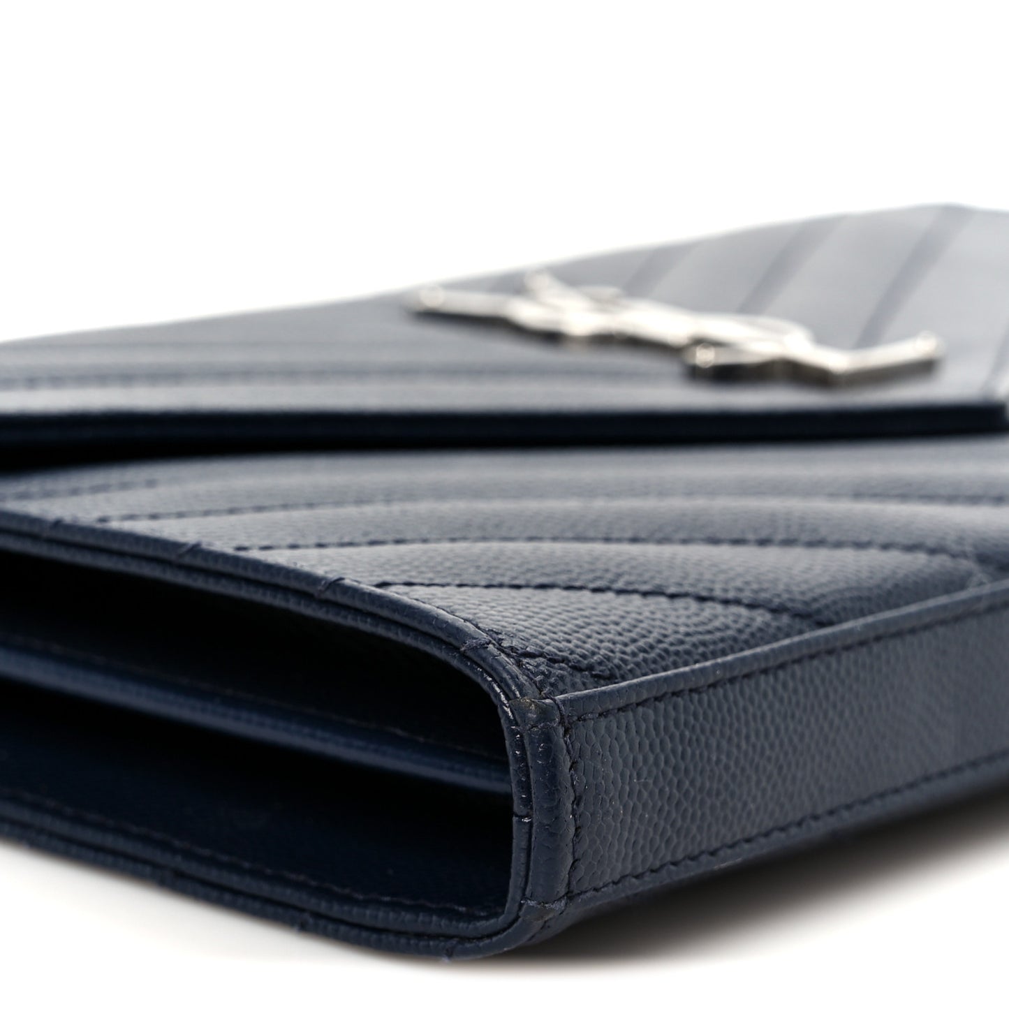 Grain De Poudre Matelasse Chevron Monogram Chain Wallet Deep Marine