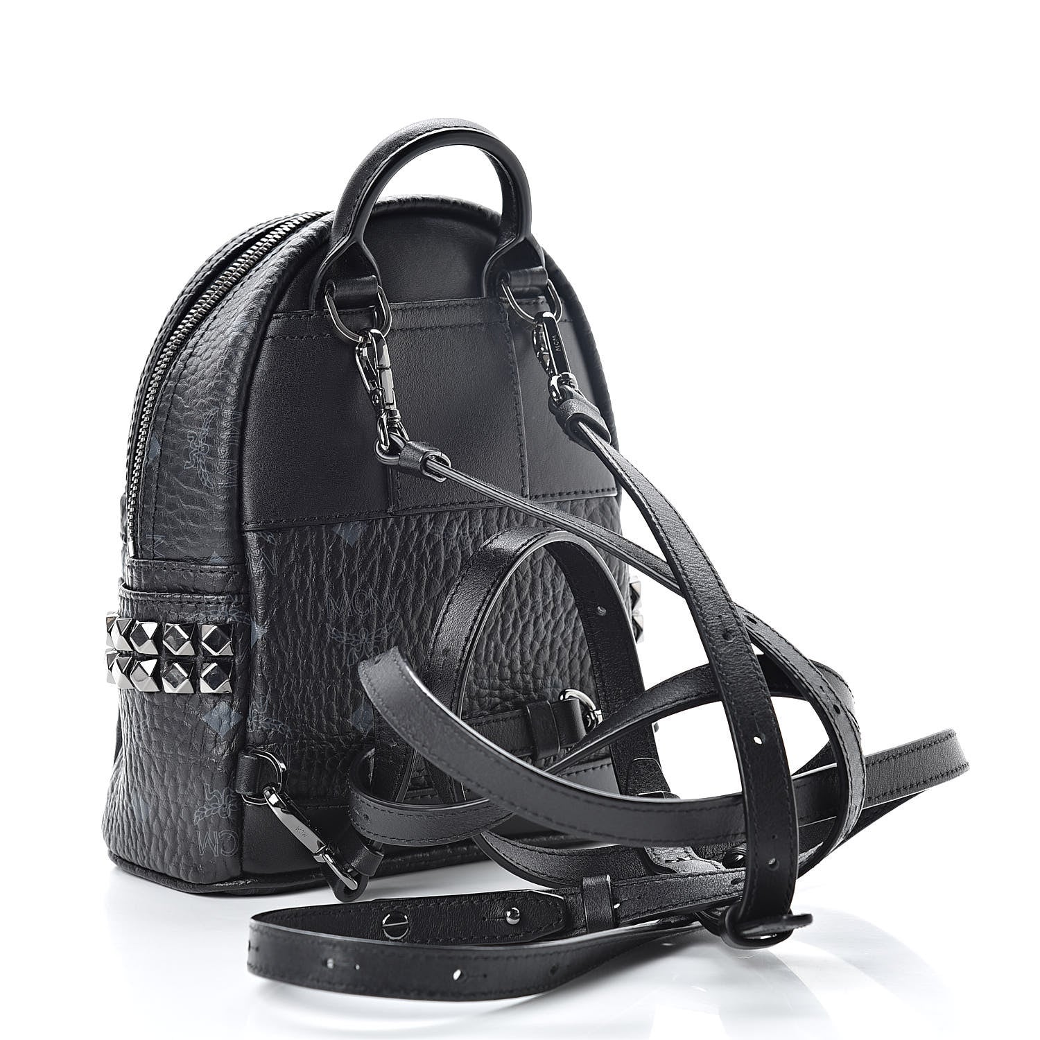 MCM Visetos Studded X-Mini Bebe Boo Backpack Black 3 of 10