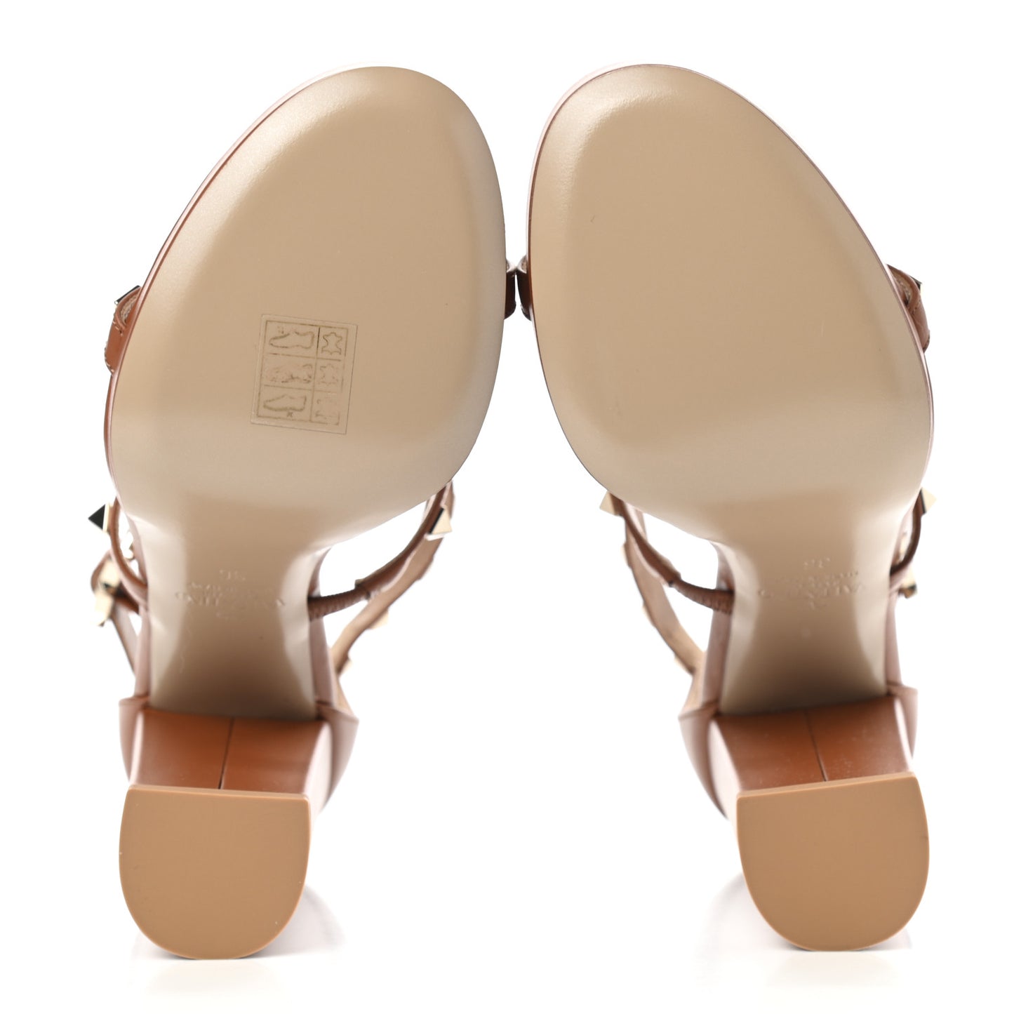 Calfskin Rockstud T-Strap 10/110mm Platform Sandals 36 Saddle Brown
