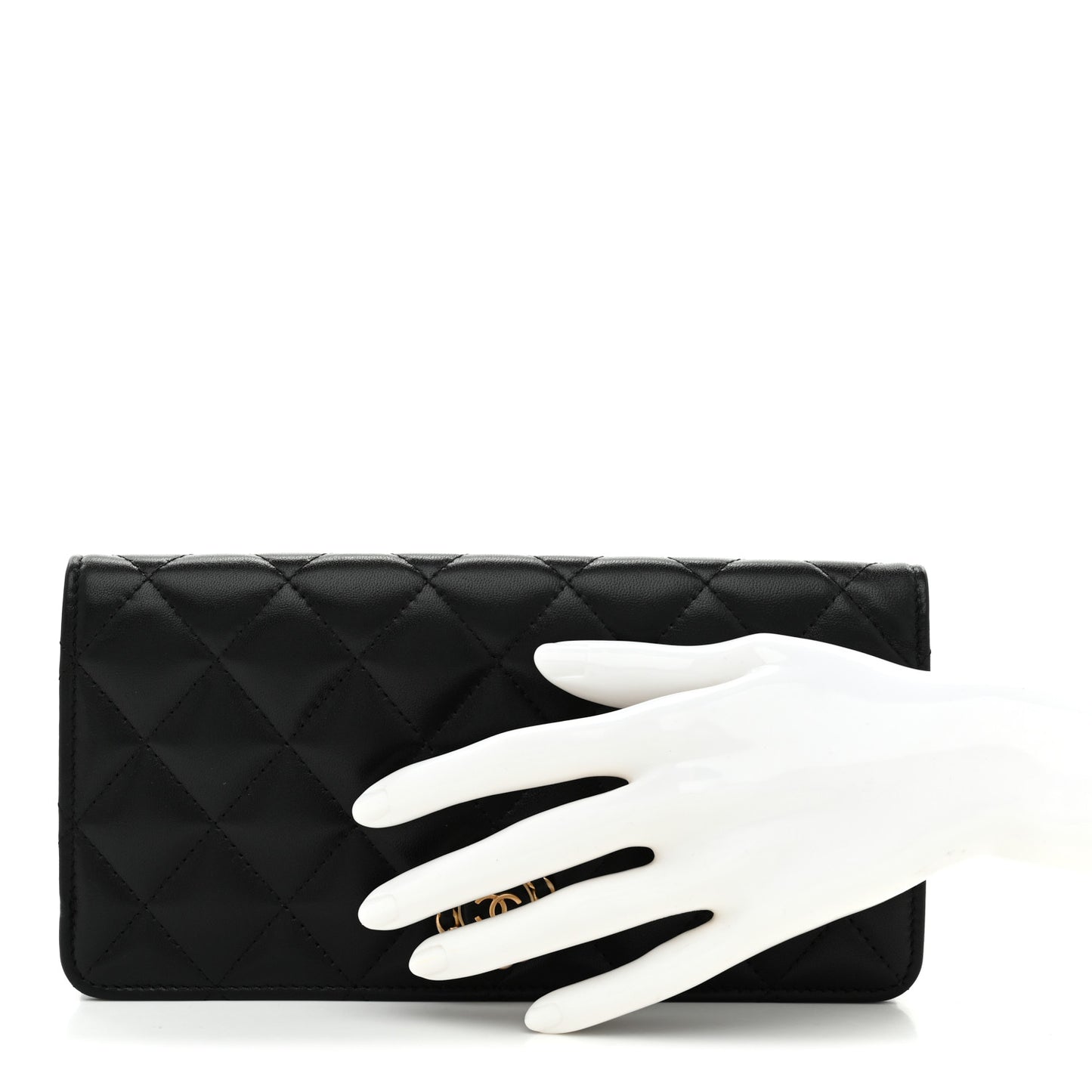 Lambskin Quilted Wallet Clutch Black