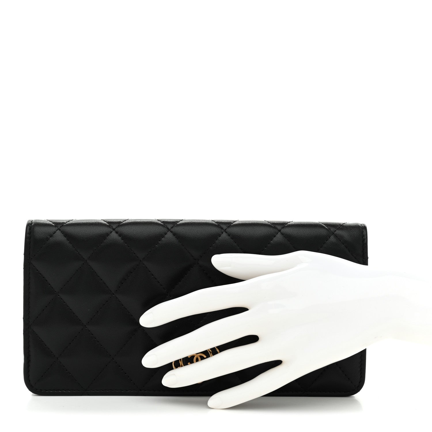 Chanel Lambskin Quilted Wallet Clutch Black 2 of 8
