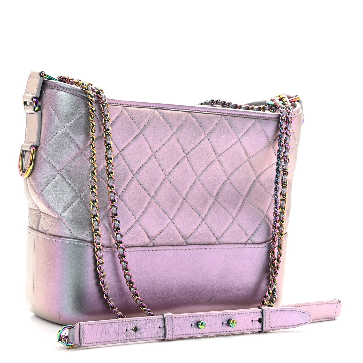 Chanel Iridescent Lambskin Calfskin Quilted Medium Gabrielle Hobo Light Purple 3 of 14