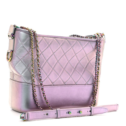 Chanel Iridescent Lambskin Calfskin Quilted Medium Gabrielle Hobo Light Purple 3 of 14