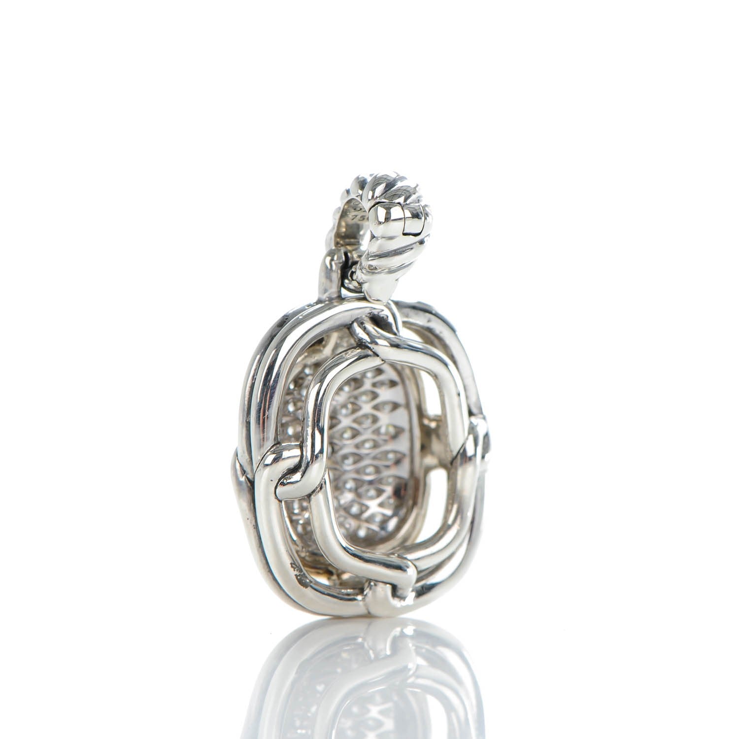 David Yurman Sterling Silver 18K Yellow Gold Pave Diamond 14mm Labyrinth Pendant 3 of 4