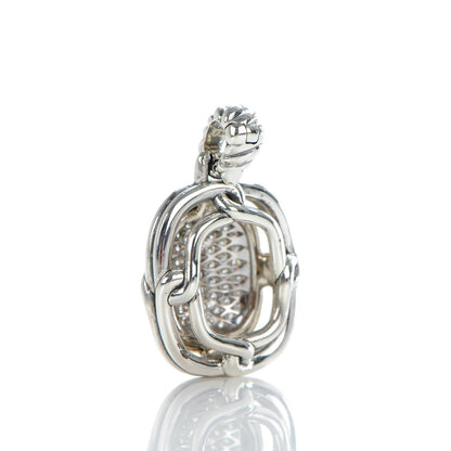 David Yurman Sterling Silver 18K Yellow Gold Pave Diamond 14mm Labyrinth Pendant 3 of 4