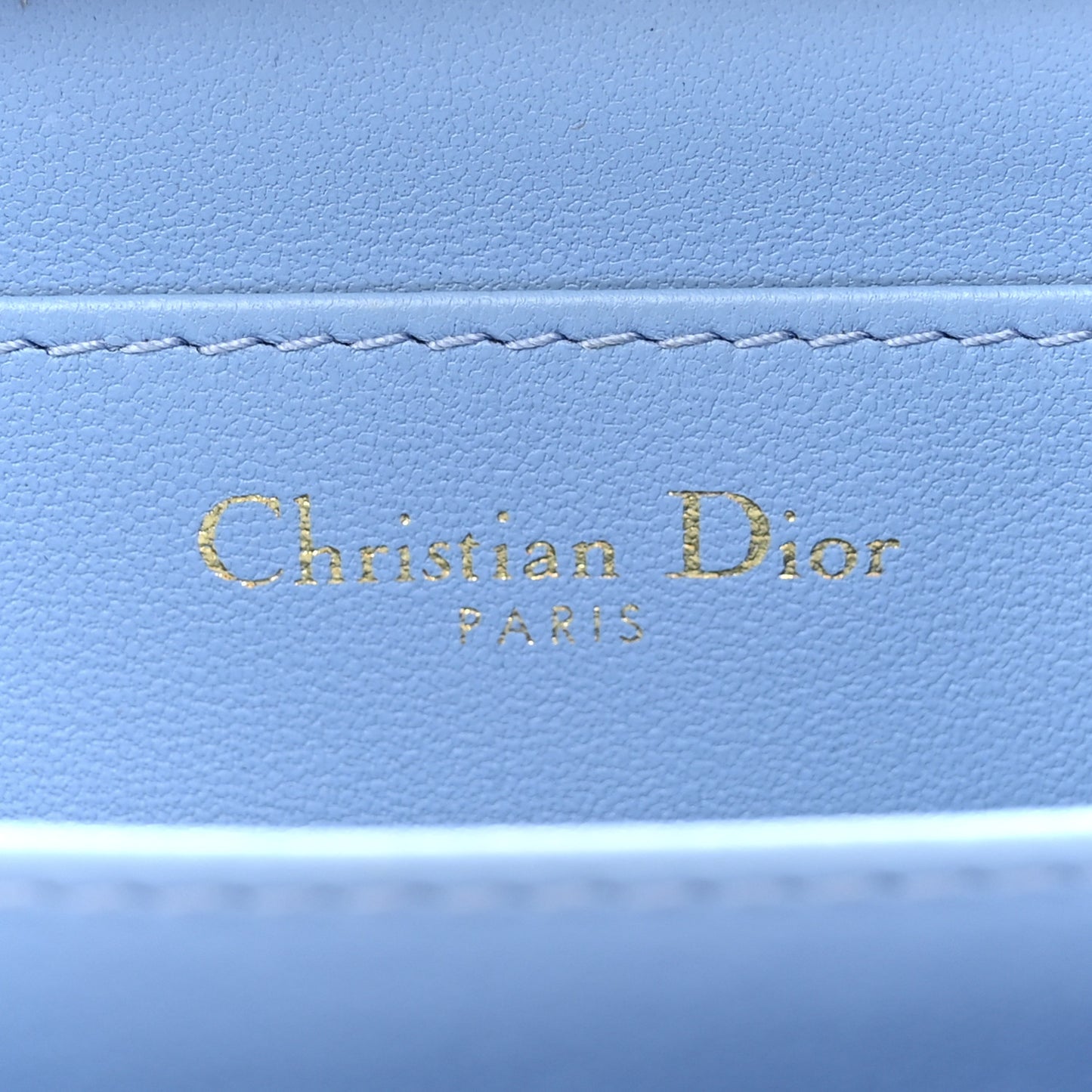 CHRISTIAN DIOR Grained Calfskin Supple Cannage Caro Compact Wallet Cloud Blue