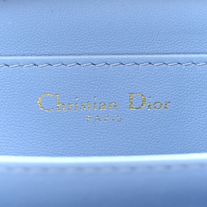 Christian Dior CHRISTIAN DIOR Grained Calfskin Supple Cannage Caro Compact Wallet Cloud Blue 6 of 9