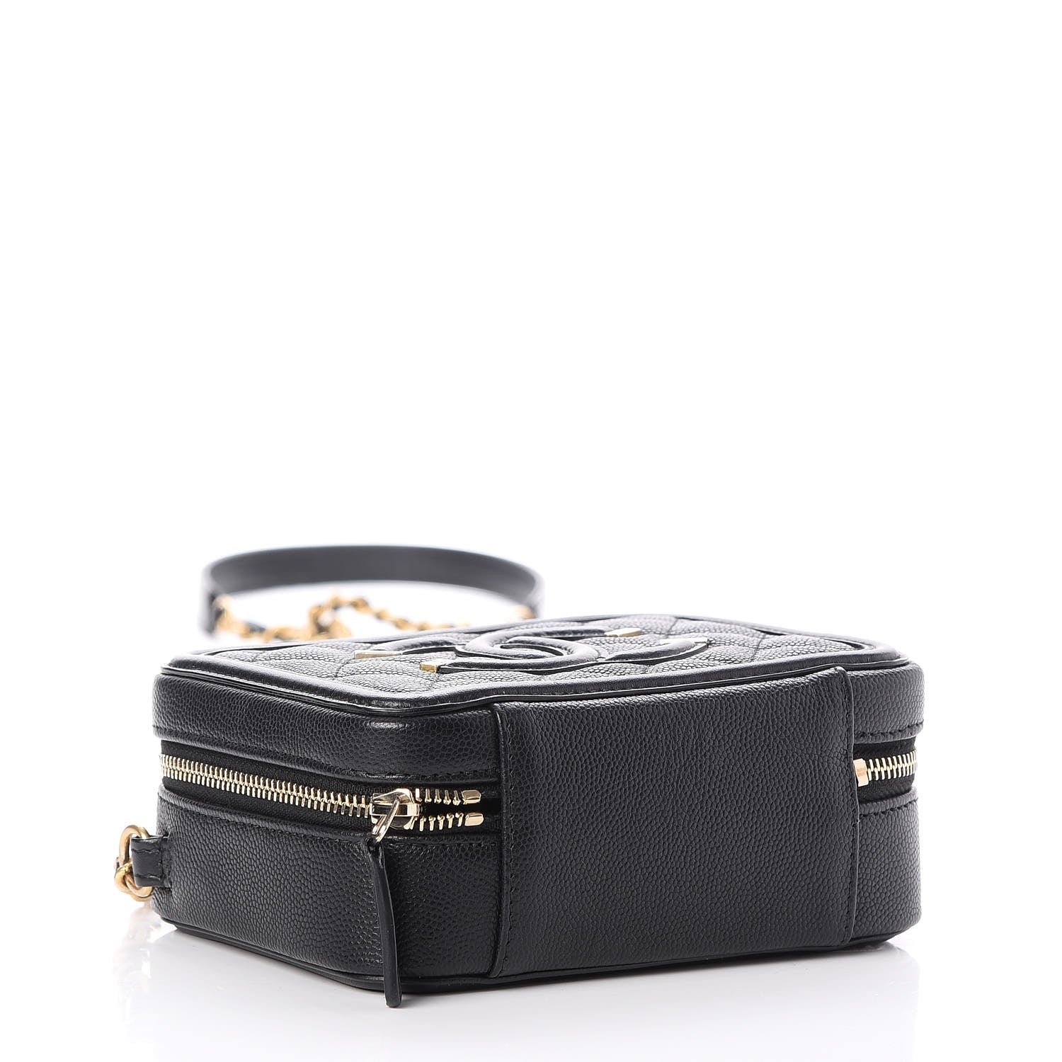 Chanel Caviar Quilted CC Filigree Vanity Clutch With Chain Black 4 of 8