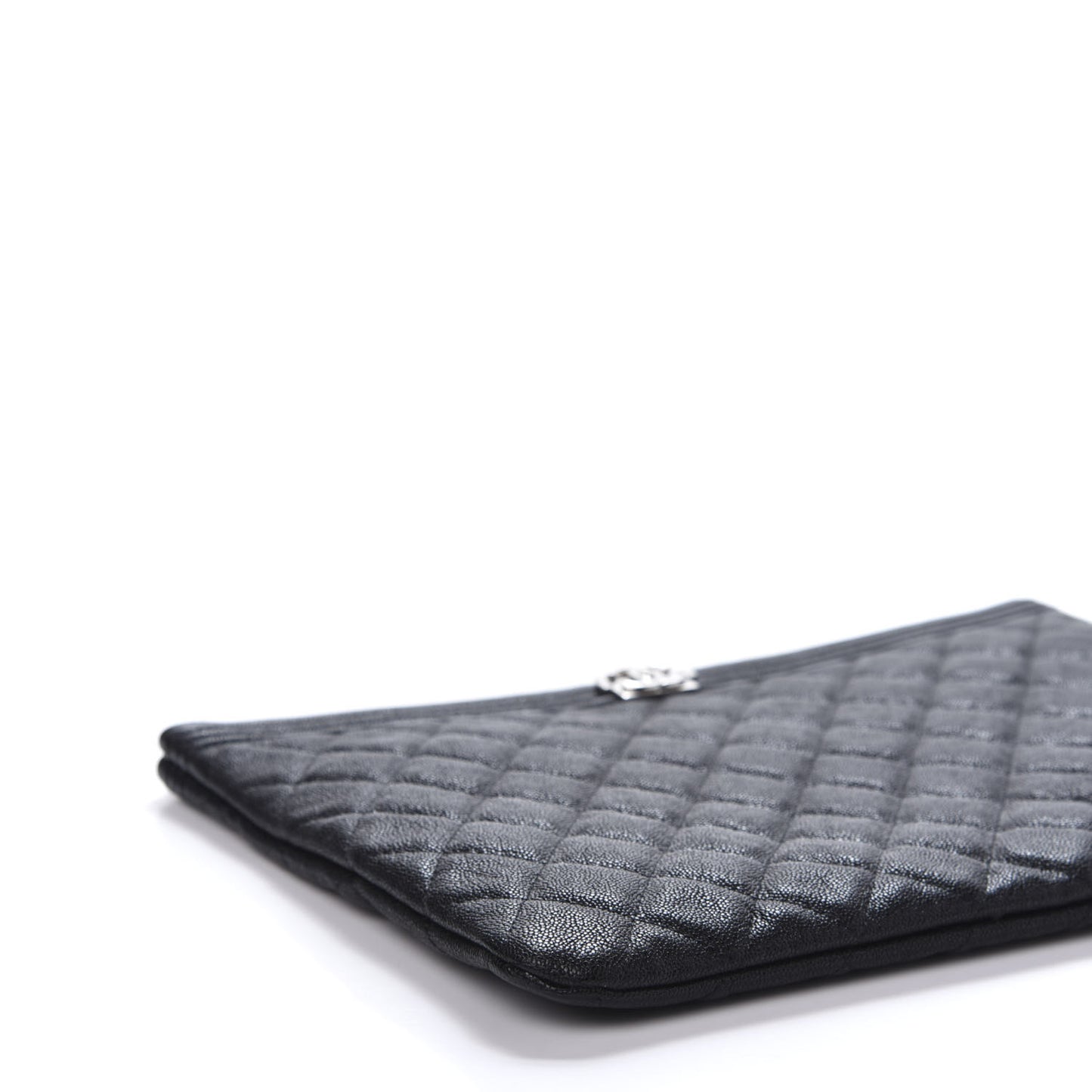 Iridescent Caviar Quilted Medium Boy Cosmetic Case Black