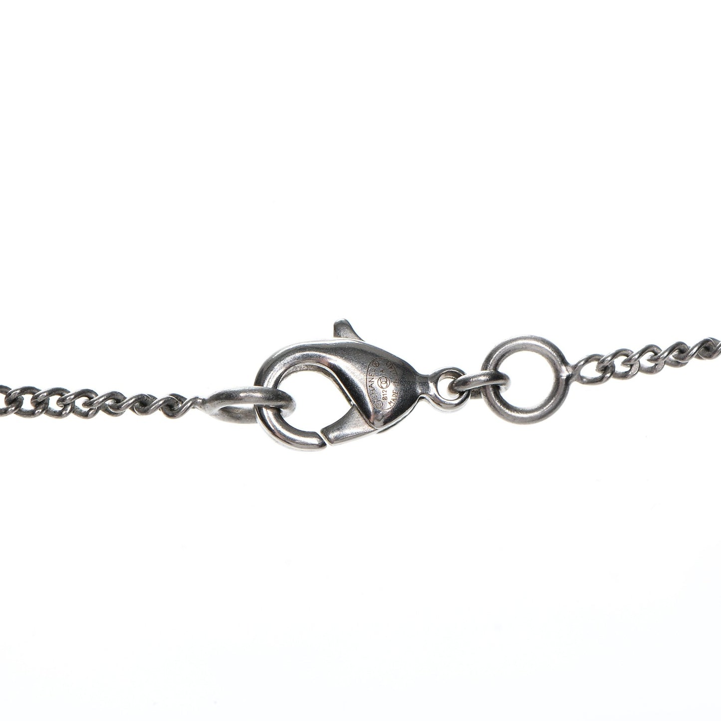 Enamel Gripoix CC Necklace Black Silver
