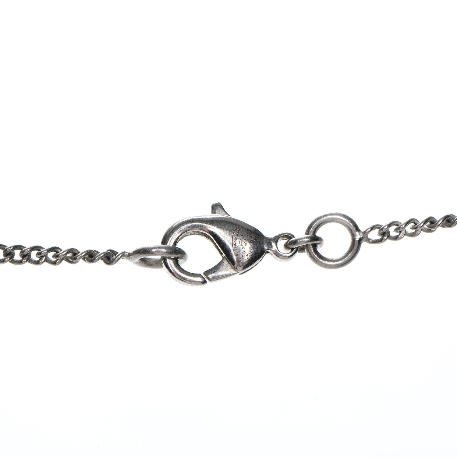 Chanel Enamel Gripoix CC Necklace Black Silver 5 of 5