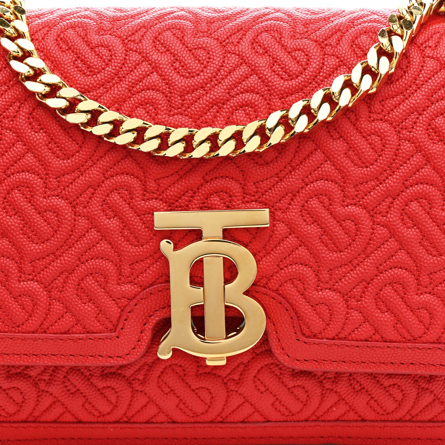 Grainy Calfskin Monogram Embossed Small TB Chain Bag Bright Red