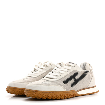 Hermes Toile Suede Goatskin Jet Sneakers 38 Multicolored Prunoir 4 of 13