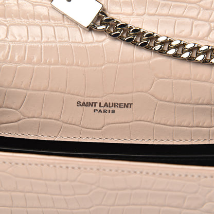Saint Laurent Calfskin Crocodile Embossed Small Classic Monogram Kate Tassel Satchel Rose Antic 6 of 10