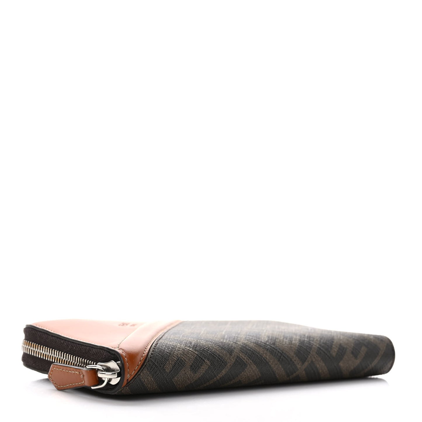 Glazed Fabric Vitello King FF 1974 Diagonal Zip Around Wallet Tobacco Moro Cuoio