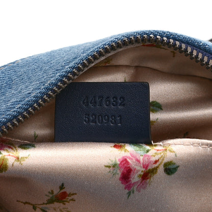 Gucci Denim Matelasse Small Pearly GG Marmont Chain Shoulder Bag Blue 7 of 11