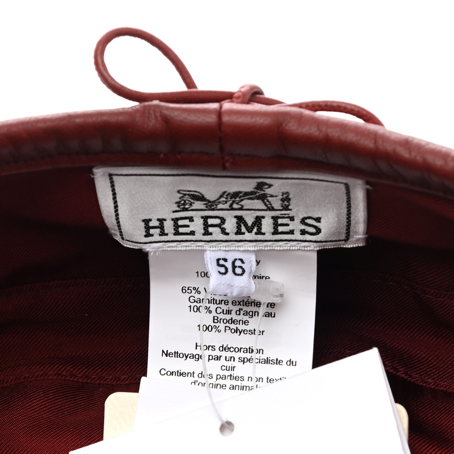 Hermes Cashmere Saint Honore Charms Beret Hat 56 Rouge Tomate 9 of 9