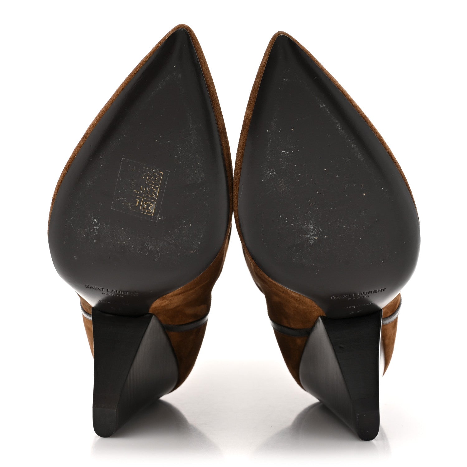 Saint Laurent Suede Liz 85 Wedge Booties 39 Dark Land 5 of 10
