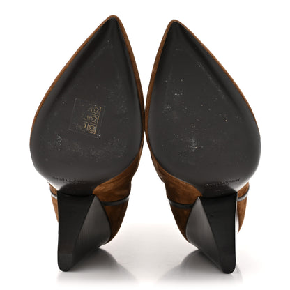 Saint Laurent Suede Liz 85 Wedge Booties 39 Dark Land 5 of 10