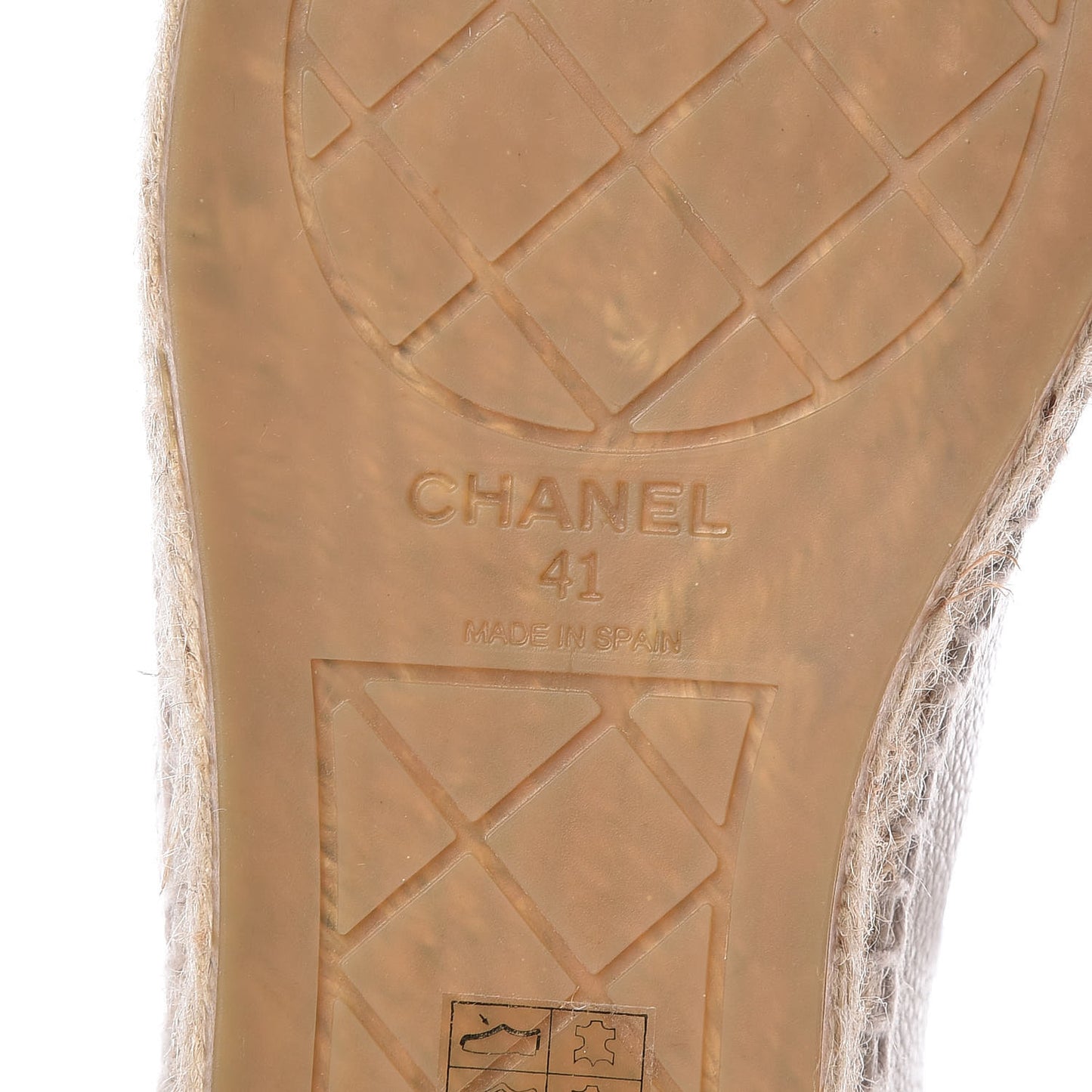 Grained Calfskin CC Espadrilles 41 Beige Black
