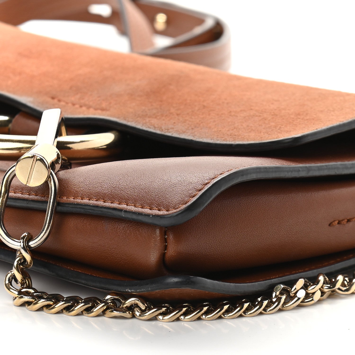 Chloe Suede Calfskin Small Faye Shoulder Bag Tobacco 8 of 8