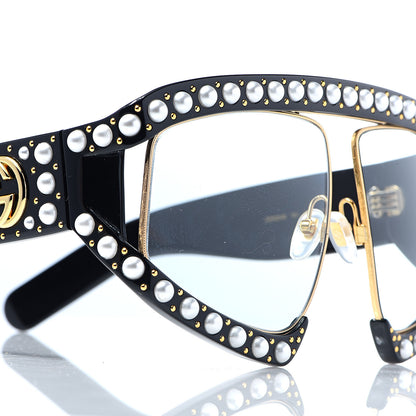 Gucci Acetate Pearl Rectangular Frame Sunglasses GG0234S Black 7 of 7