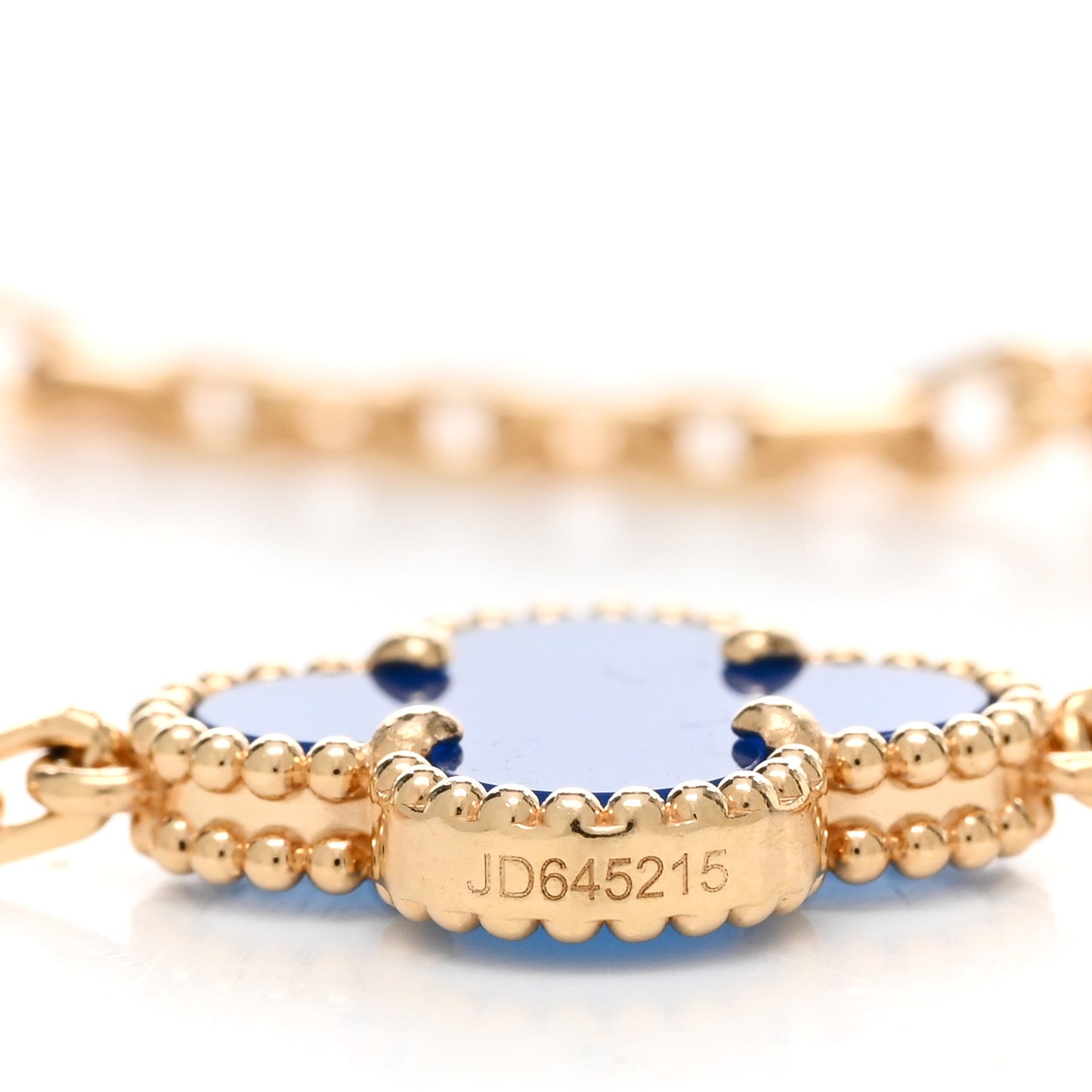 18K Yellow Gold Blue Agate 5 Motifs Vintage Alhambra Bracelet