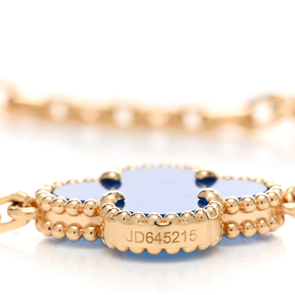 Van Cleef & Arpels 18K Yellow Gold Blue Agate 5 Motifs Vintage Alhambra Bracelet 3 of 5