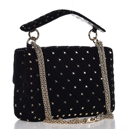 Valentino Garavani Velvet Medium Rockstud Spike Shoulder Bag Black 4 of 7