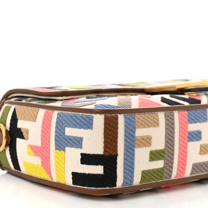 Fendi Canvas Ricamo Vitello King FF Multicolor Embroidered Baguette Grezzo Multicolor Gianduia 9 of 10