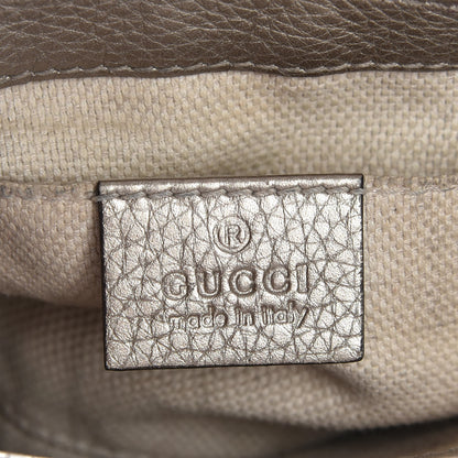 Gucci Metallic Pebbled Calfskin Small Soho Flap Crossbody Golden Beige 6 of 7